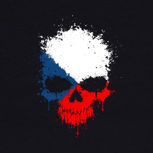 Chaotic Czech Flag Splatter Skull by jeffbartels